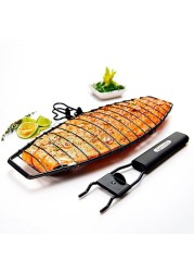 Grillpro Non-Stick Fish Basket with Removable Handle (25 x 41 x 6 cm, Black)