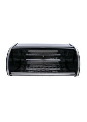 Roll Top Metal Bread Bin (27 x 45 x 18 cm, Brilliant Steel)