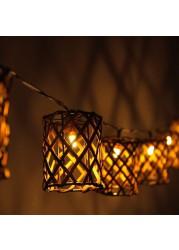 LED Stringed Square Rattan Lantern (10 W)