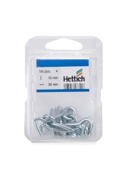 Hettich Zinc-Plated Storm Hooks & Eyes (16 x 37 mm, 4 Pieces)