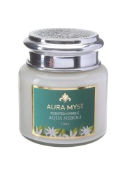 Aura Myst Pearl Glass Jar Candle W/ Lid (283 g, Aqua Neroli)