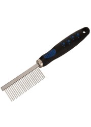 Aloe Care Pet Comb with Rubber Handle (Blue)