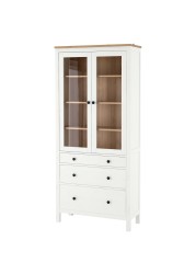 HEMNES Glass-door cabinet with 3 drawers