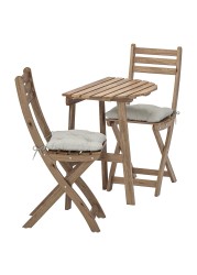 ASKHOLMEN Table f wall+2 fold chairs, outdoor