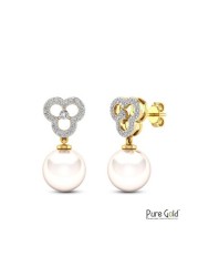 18k OYSTRA PEARL EARRING 0.14 CTS-Yellow Gold