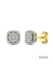 18k ILLUSION DIAMOND EARRING 0.3 CTS-Yellow Gold