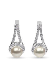 18k OYSTRA PEARL EARRING 0.45 CTS-Yellow Gold