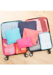 Generic-6pcs/set Lightweight Luggage Travel Bags Men and Women Packing Cubes Organizer Compression Pouches  Fashion Double Zipper Waterproof Polyester Bag Suitcase （pink）