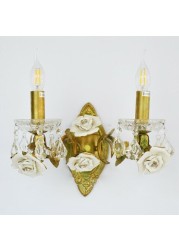 Antique Candle Flower Wall Light W0895-2 White