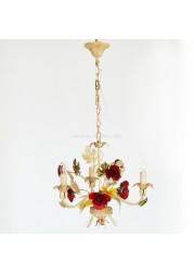 Flower Chandelier 0862 3 Arms - Beige/Red