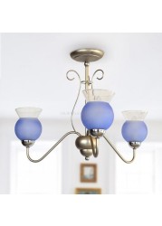 Italy Uplight Chandelier-246-03-Gray Blue Glass