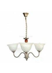 Uplight Chandelier 7016 - 3 Wooden Arms - Satin Nickel