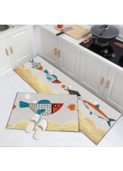 Lovey Cartoon Kitchen Mats Kitchen Rugs Bedroom Carpets Set Absorbent Thick Non-slip Washable, Area Rugs for Kitchen Floor Indoor Outdoor Entry(40x 60cm and 40x120cm)- 2PCS (brown printed, 40x 120 cm)