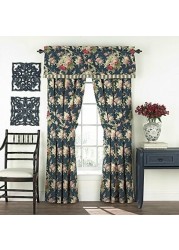 Waverly Sanctuary Rose 60&quot; X 18&quot; Short Valance Small Window Curtains Bathroom, Living Room And Kitchens, Heritage Blue