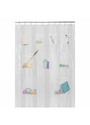 Maytex Quick Dry Mesh Pockets Waterproof Peva Shower Curtain Or Liner, Bath / Shower Organizer, Clear, 70 Inches X 72 Inches