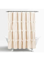 Lush Decor Lush D Cor C12857P13-000 Ivory Darla Ruched Floral Bathroom Shower Curtain, X 72