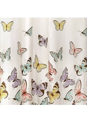 Lush Decor, Pink Flutter Butterfly Shower Curtain | Textured Ruffle Print Fabric Bathroom Decor, X 72