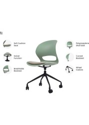 VIS Chair, Premium Meeting & Visitor Chairs, Swivel Chair With Soft Cushion Seat By Navodesk (Sage Green, With Castor Wheels)