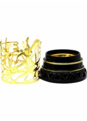 Generic Ceramic oud burner, Arabic Engarved black /gold 10*8*12cm