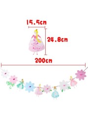 Generic-Flower Fairy Banner Paper Garland for Birthday Party Dancing Princess Bunting Baby Shower Girls Favorite Decoration Supplies