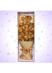 Generic - 11pcs 24k Gold Plated Rose With Gold Bouquet