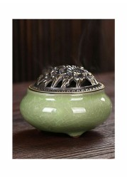 Generic Ceramic Stoneware Incense Burner Green 10x7.2centimeter