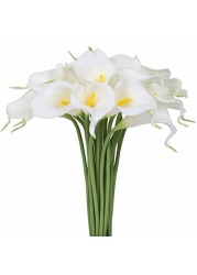 Luyue Calla Lily Bridal Wedding Bouquet Head Lataex Real Touch Flower Bouquets Pack of 20 (White)