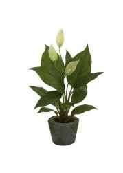 Nearly Natural 4974-S3 Spathyfillum with Cement Planter, Green, Set of 3