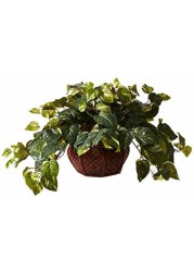 Nearly Natural 6681 Pothos with Vase Decorative Silk Plant, Green