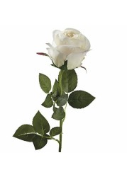 DII Artificial Silk Craft Flowers for Bouquets, Weddings, Wreaths, &amp; Crafts, Single Closed Rose Bud Stem - Set of 4 White