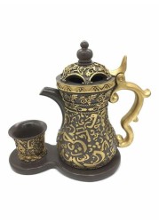 Generic 2-Piece Ceramic Incense Burner Set Brown/Green/Gold 15&times;7cm