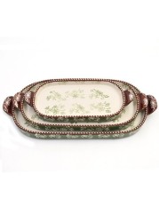 temp-tations Floral Lace Squoval Tray Set - 3 Piece - Green