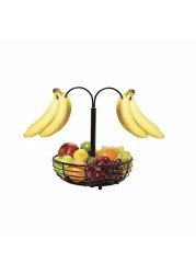 Gourmet Basics by Mikasa Rope Metal Fruit Basket with Double Banana Hook, Black