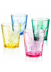 SCANDINOVIA - 8 oz Unbreakable Premium Juice Glasses - Set of 4 - Tritan Plastic Tumbler Cups - Perfect for Gifts - BPA Free - Dishwasher Safe - Stackable