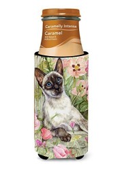 Caroline&#39;s Treasures Cdco0033Muk Siamese Cat In The Roses Ultra Beverage Insulators For Slim Cans, Slim Can, Multicolor