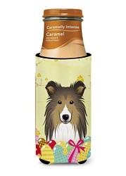 Caroline&#39;s Treasures Bb1924Muk Sheltie Easter Egg Hunt Michelob Ultra Beverage Insulator For Slim Cans, Slim Can, Multicolor