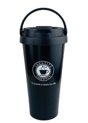 Thermal Cup Stainless Steel, Vacuum Insulated Travel Tumbler, Durable Insulated Coffee Mug, Thermal Cup with Double Partition SEALING Ring - 450ml (BLACK)