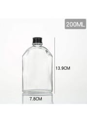 FUFU 5pcs 200ml empty juice bottle glass milk beverage bottle whiskey bottle vodka bottle party drink shop coffee shop (Black lid)