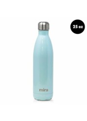 MIRA 25 Oz Stainless Steel Vacuum Insulated Water Bottle - Double Walled Cola Shape Thermos - 24 Hours Cold, 12 Hours Hot - Reusable Metal Water Bottle - Leak-Proof Sports Flask - Pearl Blue