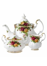 Royal Albert Old Country Roses Covered Sugar Bowl, Mostly White with Multicolored Floral Print