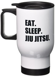 3Drose Eat Sleep Jiu Jitsu-Japanese Martial Art-Ju Jutsu Jujutsu Jujitsu Stainless Steel&quot; Travel Mug, 14 Oz, Multicolor