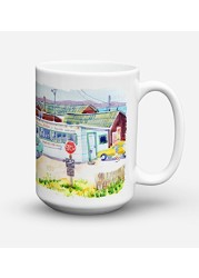 Caroline&#39;s Treasures 6054Cm15 Seafood Shack For Fresh Shrimp Dishwasher Safe Microwavable Ceramic Coffee Mug 15 Ounce, 15 Ounce, Multicolor