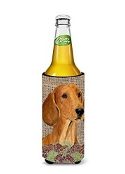 Caroline&#39;s Treasures Ss4078Muk Dachshund On Faux Burlap With Pine Cones Ultra Beverage Insulators For Slim Cans, Slim Can, Multicolor