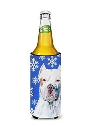 Caroline&#39;s Treasures Sc9381Muk Pit Bull Winter Snowflakes Holiday Ultra Beverage Insulators For Slim Cans, Slim Can, Multicolor