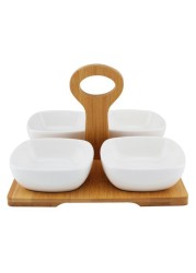 Porcelain Bowl With Bamboo 5 Count