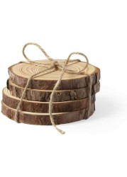 Generic 4 Pieces Natural Pine Wood Tea Coaster Set