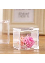 FUFU 12 Pcs Christmas Gift Transparent Plastic Candy Box Candy Packaging Case Party Favors for Xmas Silent Night New Year 4.5x4.5cm