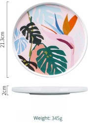 Fiji Ceramic Desset Plate|Serving Platter 21x 21 cm , Tropical Design for Fruits| Appetizers