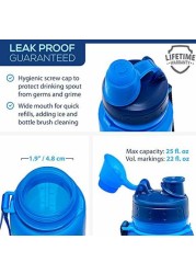 Nomader Bpa Free Collapsible Sports Water Bottle - Foldable With Reusable Leak Proof Twist Cap For Travel Hiking Camping Outdoor And Gym - 22 Oz (Vibrant Blue)