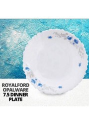 Royalford Dinner Plate White/Blue 7.5inch